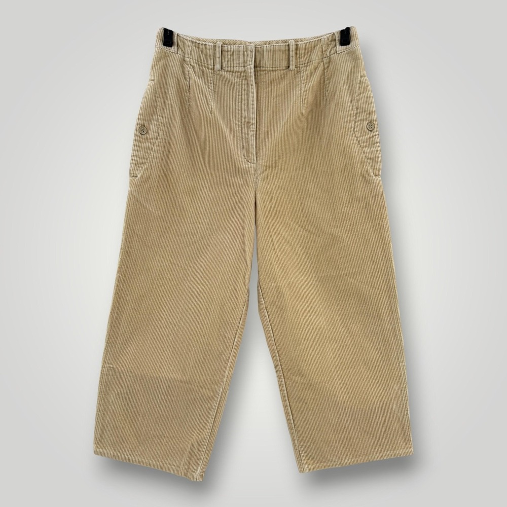 Lacoste‎ L!VE Womens 33x26 Beige Wide Wale Corduroy Wide Leg Relaxed Khaki Pants